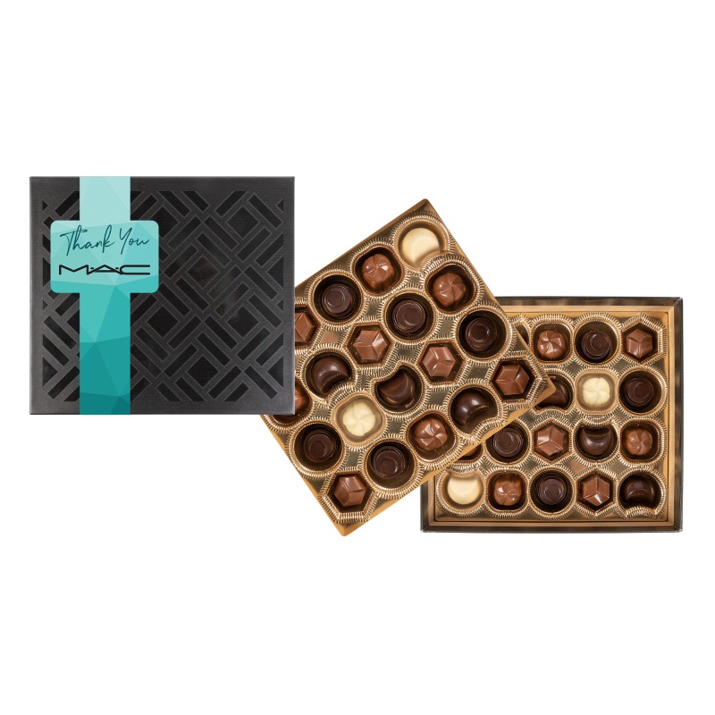 Gourmet Truffles Gift Box w/ Square Full Color Band - 40 pc