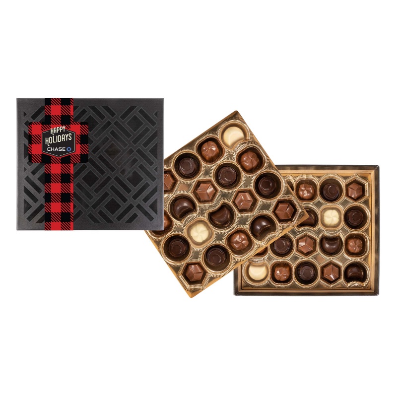 Gourmet Truffles Gift Box w/ Square Full Color Band - 40 pc