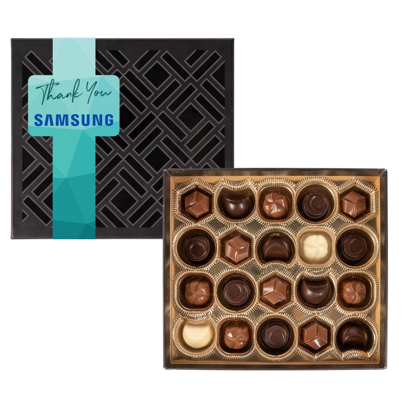 Gourmet Chocolate Truffles Gift Box w/ Square Band - 20 pc