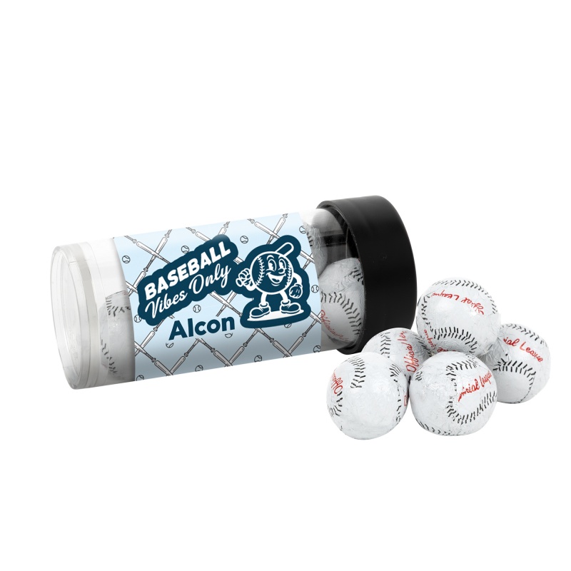 Tube with Chocolate Baseballs